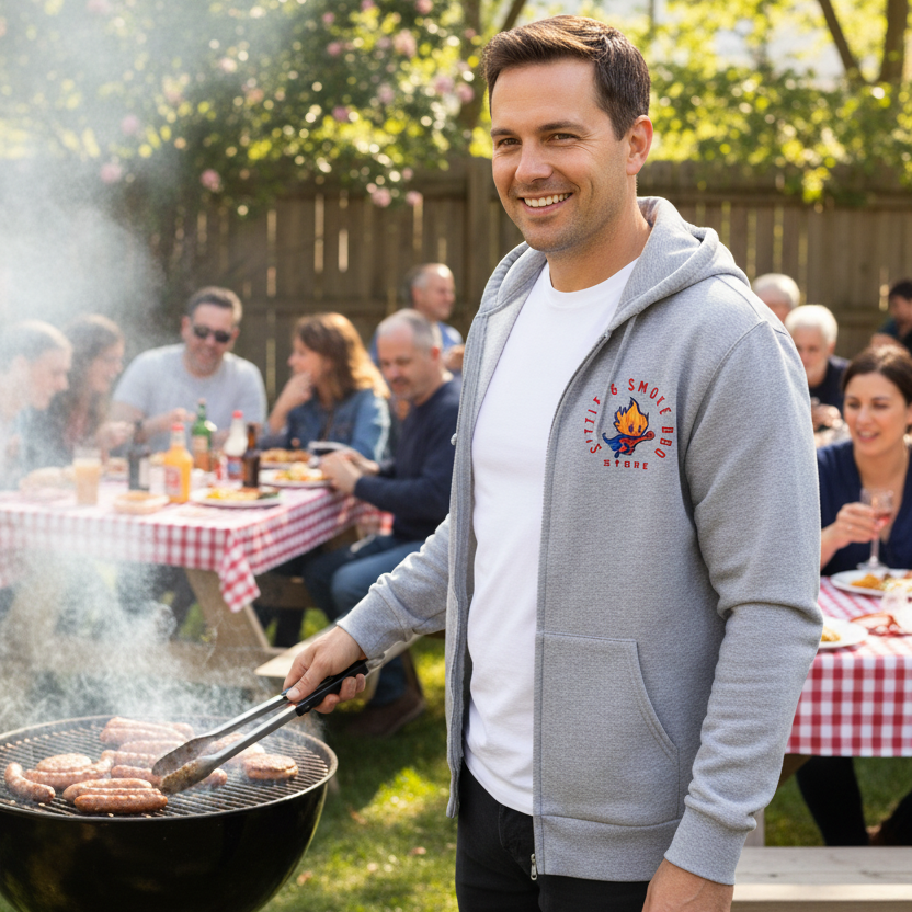 Sizzle & Smoke BBQ - Full-Zip Hooded Sweatshirt LT-4XT